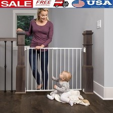 Top of Stairs Baby Gate Adjustable Durable Safety Lock Walk-Through Gate New