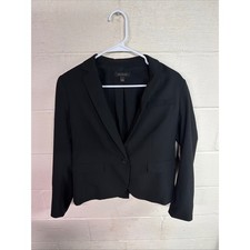 Ann Taylor Womens Black Single Button Tailored Blazer Jacket Size 4 Professional