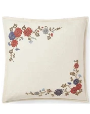 Ralph Lauren Home Macall Hand Embroidery Down Throw Pillow 18" x 18" Ivory NWT