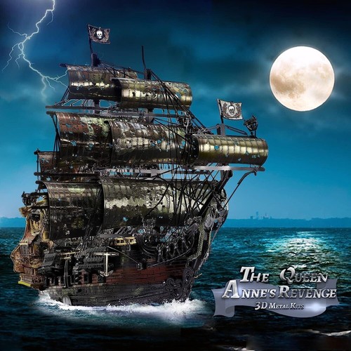 Piececool 3D Ancient Pirate Ship Queen Revenge Black Pearl Dutchman US Boat Gift - Picture 66 of 91
