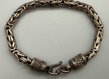 925 Sterling Silver Byzantine King Chain Bracelet 33.64g 5mm S Hook Heavy