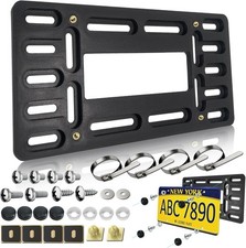 Front License Plate Holder Bracket - Black Universal ABS Mounting Kit Frame with