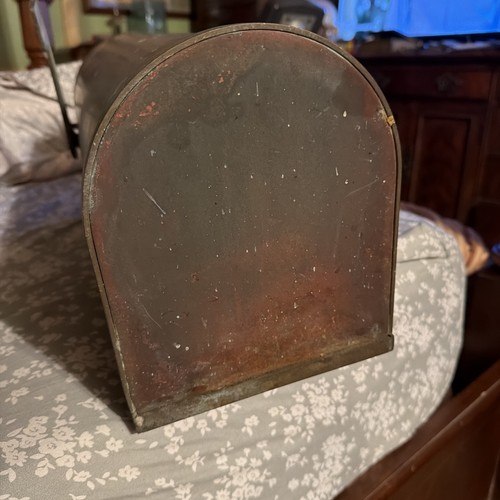 Solid Real Copper And Brass Rural Post Mount Mailbox 6.5 Lbs Missing Door - Picture 4 of 14