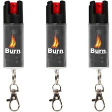 Burn 3 Pack Pepper Spray 1/2oz Police Strength Self Defense Keychain OC Black