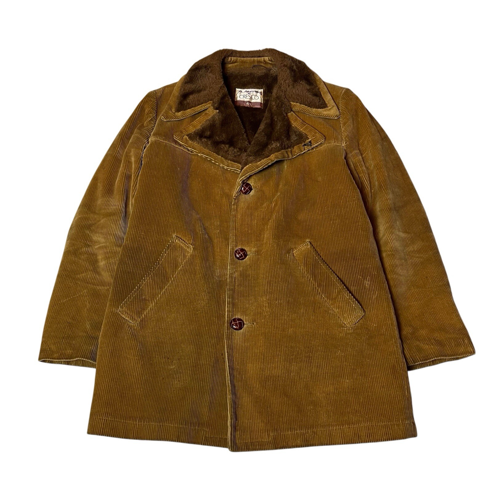 Vintage 70s 80s Cresco Corduroy Fine Sportswear Jacket Coat Lined Fleece Size 40