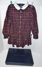 Ralph Lauren Girls Shirt Dress Size 5 Twill Plaid Long Sleeve EUC