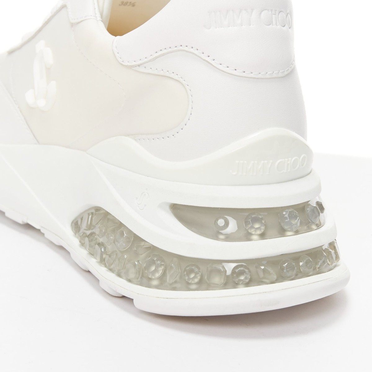 JIMMY CHOO Memphis white JC logo clear debossed crystal dad JIMMY CHOO Memphis white JC logo clear debossed crystal dad