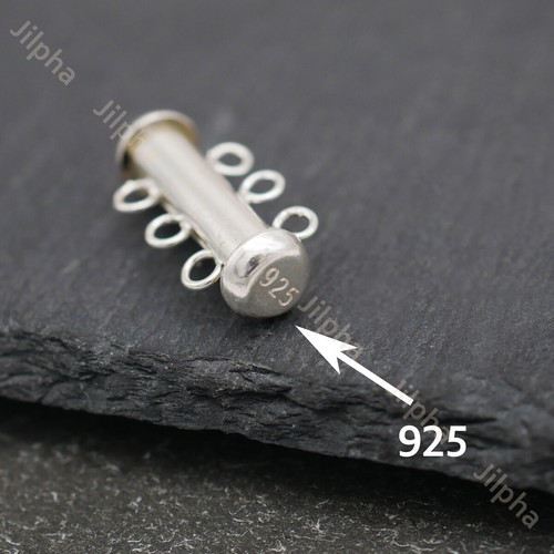 925 Sterling Silver Multi 3 Strand Tube Slide Clasp Connector A5334 - Picture 4 of 7