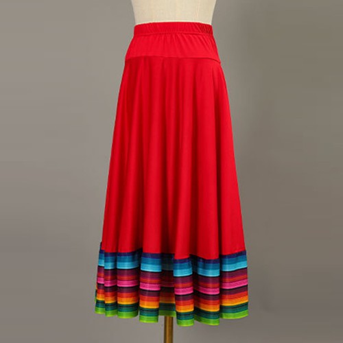 Womens Long Full Circle Folklorico Mexican Flamenco Performance Dance Skirts - Picture 115 of 173