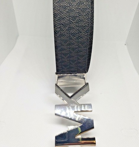 Cinturón para mujer Michael Kors firma logotipo reversible MK 554517 negro marrón marfil - Imagen 7 de 9