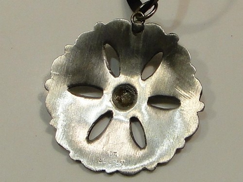 Borje Tennung Sweden Pendant Necklace Mid Century Mod Pewter Flower - Picture 2 of 4