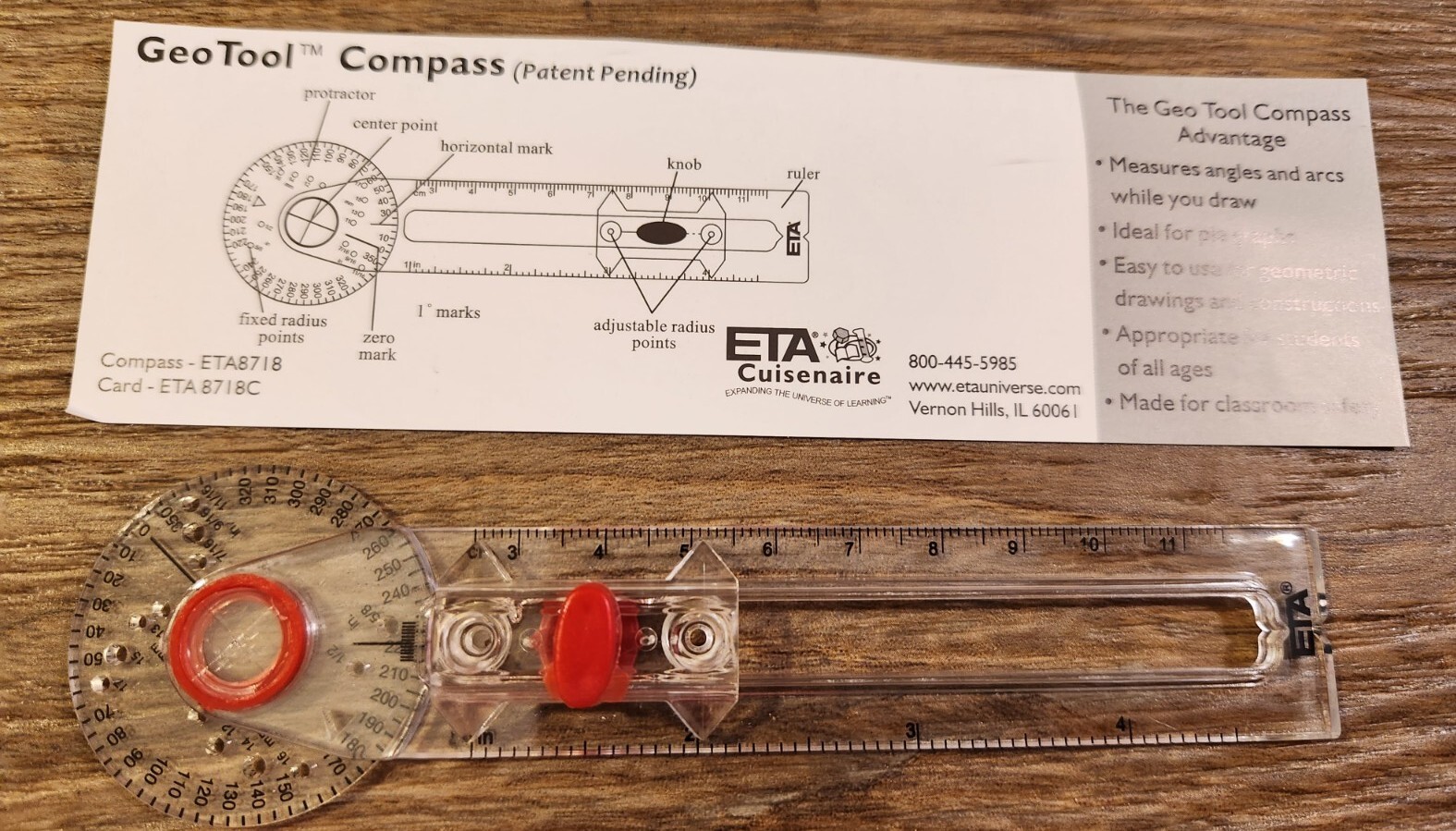 Lot of 10 GeoTool Compass by ETA Cuisenaire School Student Math Ruller