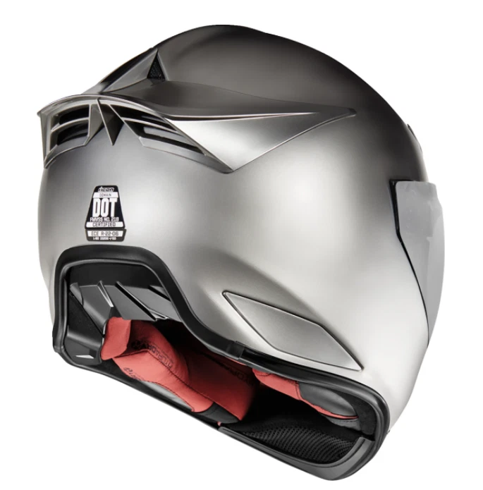 Icon Domain Cornelius Motorcycle Helmet - Matte Silver - All Sizes - Image 4 of 4