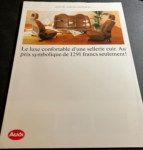 1991 Audi 90 Special Edition - Vintage 2-page Car Dealer Sales Brochure FRENCH *