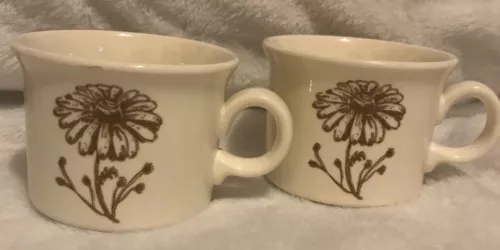 VINTAGE RESTAURANT WARE tea CUPS USA DAISY FLOWER ceramic coffee mug Set of 2