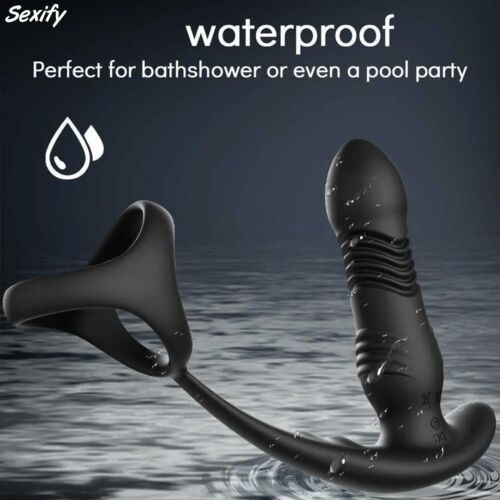 Thrusting Telescopic Anal Plug Dildo Vibrator Prostate Massager Ring Men Sex Toy - Picture 8 of 22