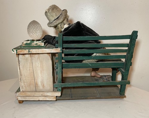 Large antique handmade carved wood folk art bum hobo sculpture statue assemblage - Bild 14 von 15