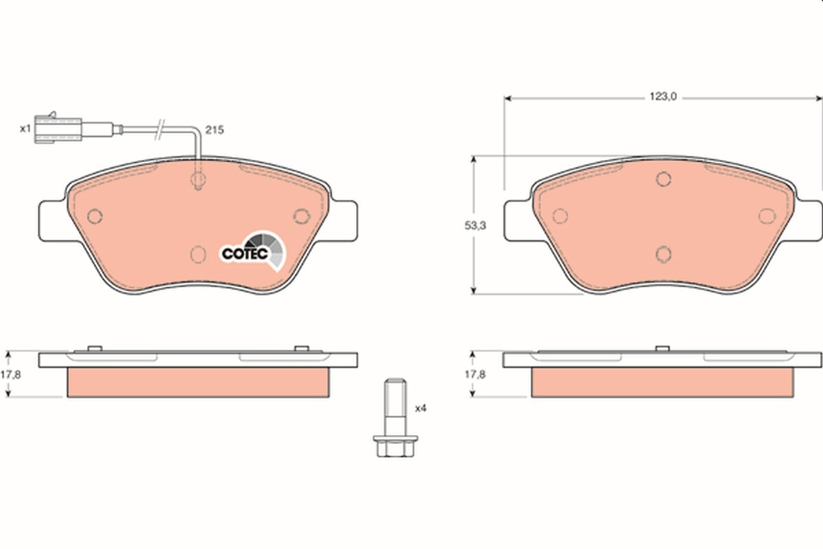 GDB1482 TRW Brake Pad Set, disc brake for ALFA ROMEO,CITROËN,FIAT,PEUGEOT