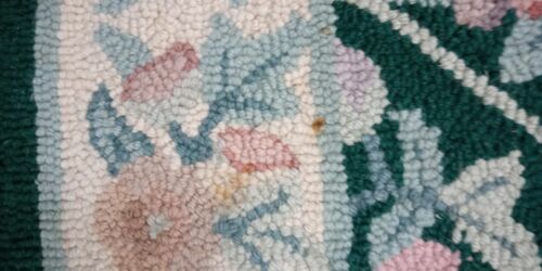 Vintage Hooked Wool Area Rug 42" X 67" Floral Green Pink Blue Imperfect - Picture 8 of 8