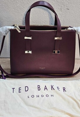Ted Baker London 'Alexiis' Large Deep Purple Burgundy Leather Tote