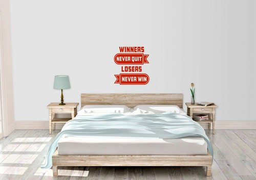 Calcomanía de vinilo de diseño de arte de pared con diseño de cotización Winners Never Quit Losers Never Win Quote - Imagen 4 de 7