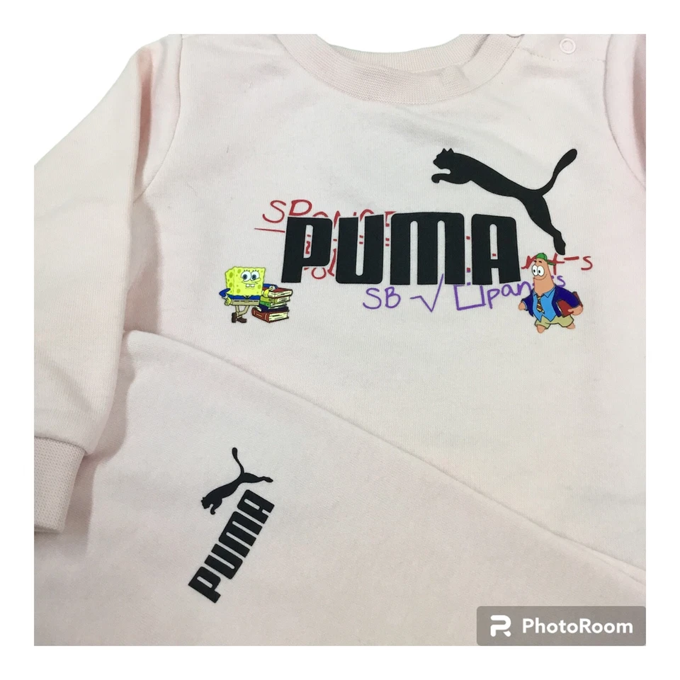 TUTA COMPLETO SET NEONATA  BAMBINA PUMA  X SPONGEBOB CrewJ Frost pink - Immagine 2 di 4