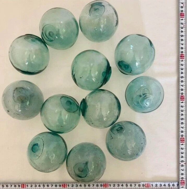 ¡¡Claro!! Juego Mixto de 1 Auténticos Flotadores de Pesca Japoneses de Vidrio De Colección Raro Foto 3 de 4