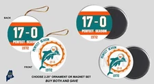 MIAMI DOLPHINS PERFECT SEASON 1972 Christmas Ornament / Magnet Set Collectible