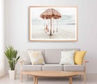 Huts on Sea Beach Print, Sea Wall Art, Huts Framed Beach Wall Art, Coastal