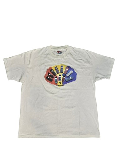 Vintage 90s Nokia 121 Cell Phone Promo T Shirt Single Stitch Adult XL White Mens - Picture 2 of 8