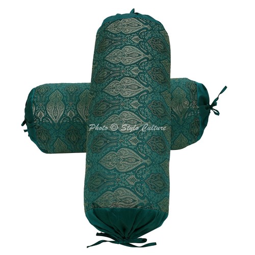 Decorative Home Decor 30 x 15 in Bolster Cover Brocade Jacquard Sofa Pillow Case - Picture 2 of 7