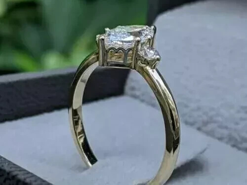 2.50Ct Marquise Cut  Moissanite Solitaire Ring 14K Yellow Gold Plated - Bild 6 von 8