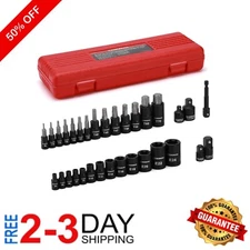 Heavy-Duty 32-Piece Torx Socket and E-Torx Adapter Set with Black Finish