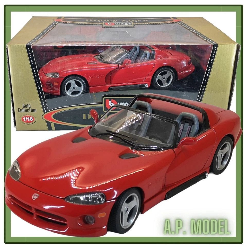 modellino auto 1:18 Dodge viper rt 10 del 1992 macchinine da collezione burago - Immagine 2 di 4