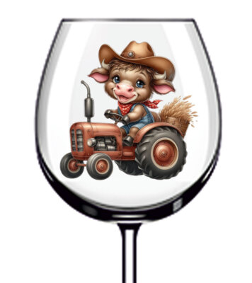 12x Farmer Highland Cow Truck Weinglas Flasche Becher Tasse Vinyl Aufkleber Abziehbild