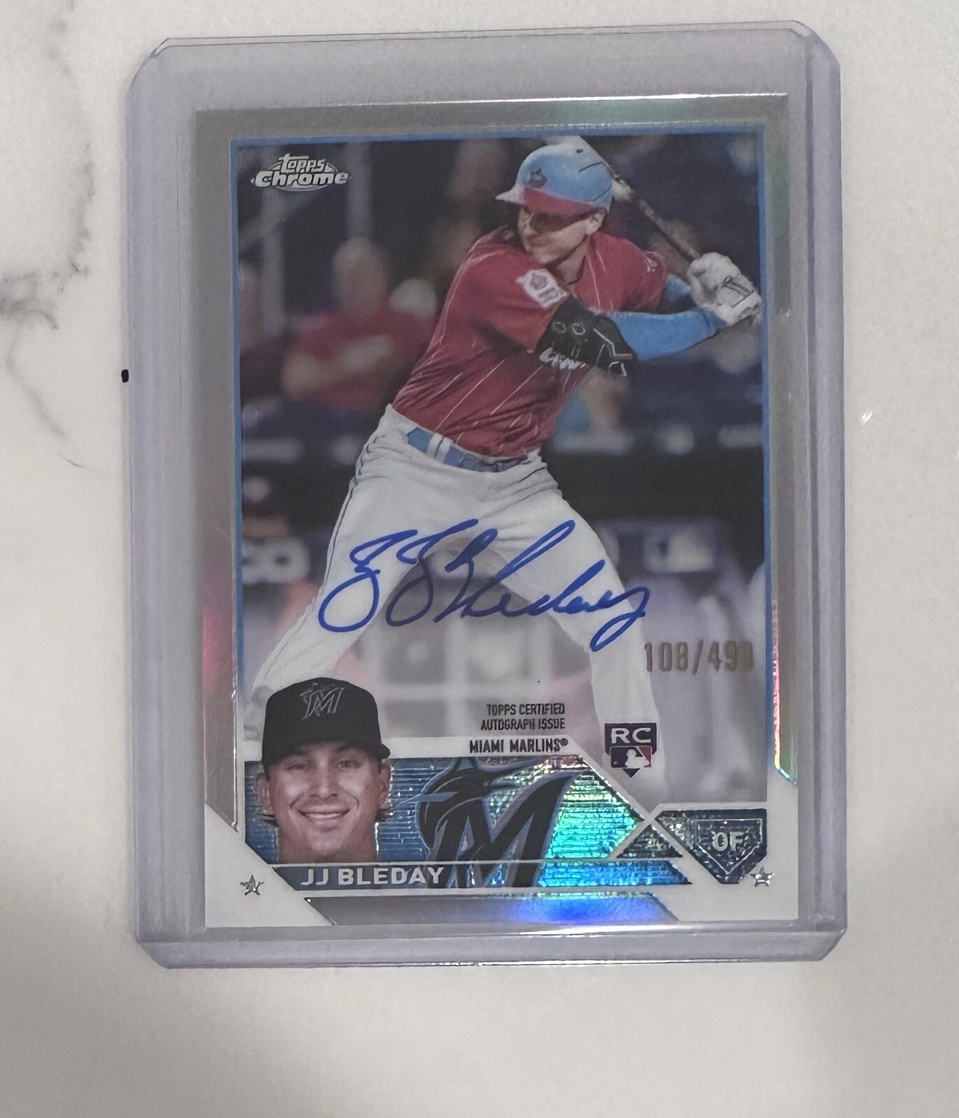 JJ BLEDAY 2023 Topps Chrome REFRACTOR ROOKIE CARD AUTO /499 #RA-JJB MARLINS