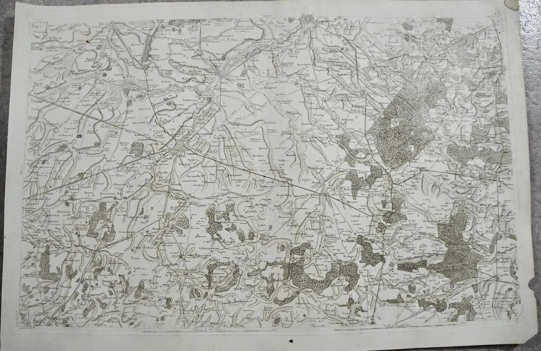 CASSINI CARTE IN PLANO 630mm X 950 mm, 1808, CAMBRAI , AVESNES ..., n 42, 4 J,