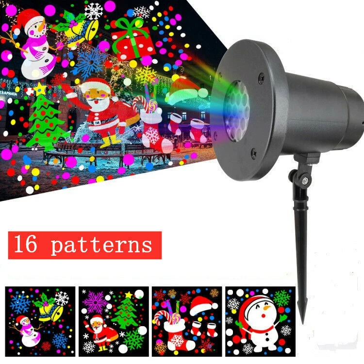 16 Patters Outdoor Christmas Projector Laser Light Snow Landscape Garden Lamp US - Image 4 of 4