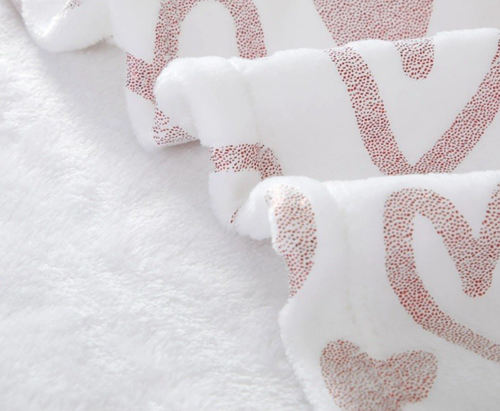 Way to Celebrate White Plush Throw Blanket 50" x 60" Pink Foil Hearts - Picture 5 of 7