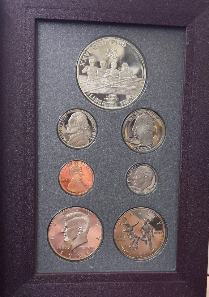 1996 Prestige Proof Set Atlanta Olympics Commemorative Coin US Mint OGP Box COA - Image 2 of 4