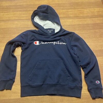 Boys Champion Hoodie Pullover Sweatshirt Youth Medium Navy