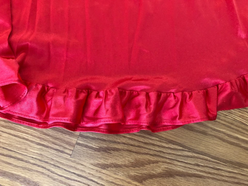 Camisón Largo De Colección Laura Dare Niñas Rojo y Encaje Nylon/Encaje Sedoso Talla 6X/7 EE. UU. Foto 2 de 4