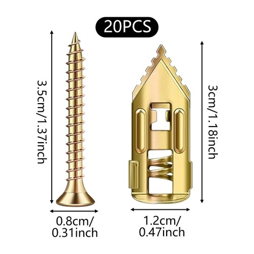 20/50/200X Self Drilling Drywall Anchors Screws Hollow Wall Anchor Expansion Kit - Picture 8 of 15