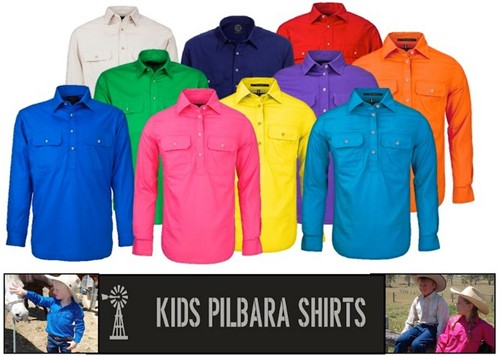 RITEMATE - PACK of 2 - PILBARA CLOSED FRONT LONG SLEEVE *KIDS* SHIRT - RM400CF - Picture 23 of 23