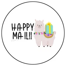 HAPPY MAIL LLAMA SMALL BUSINESS ENVELOPE SEALS LABELS STICKERS
