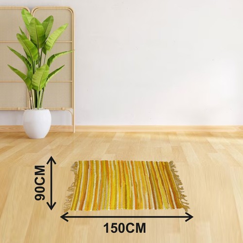 Handmade Chindi Rag Rug 100% Recycled Multi-Coloured Fabric Runner Floor Mat - Picture 5 of 7