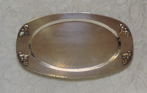 Tablett leer Taschen Modeschmuck Jugendstil Dänemark 1900 Silver Plate Tray - Bild 7 von 8