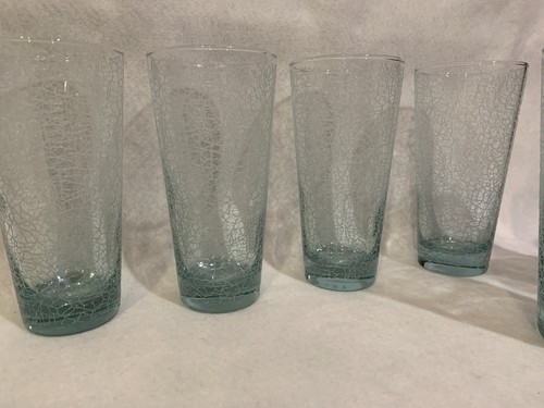 8 Libbey Spaghetti String Drizzle Tumbler Drink Glasses Atomic Pale Ice Blue - Picture 4 of 13