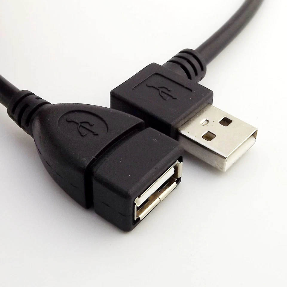 USB 2.0 Type A Male Left Angle To Female Extension Adapter Converter Cable Cord - Image 3 of 4