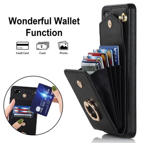 For Samsung Phone Case Cover Luxury Leather Wallet Card Slot Ring Stand Strap - Zdjęcie 21 z 68